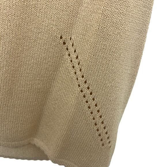 St. John White Label Tan V Neck Scallop Hem Sleeveless Shell Top Womens Medium - Picture 3 of 5